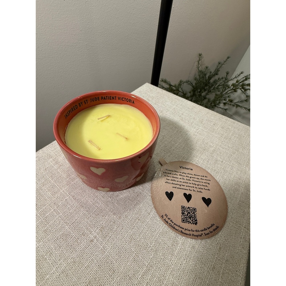Paddywax Courage‎ Rosewater Santal 3-Wick Soy Candle Red Heart Ceramic 11oz